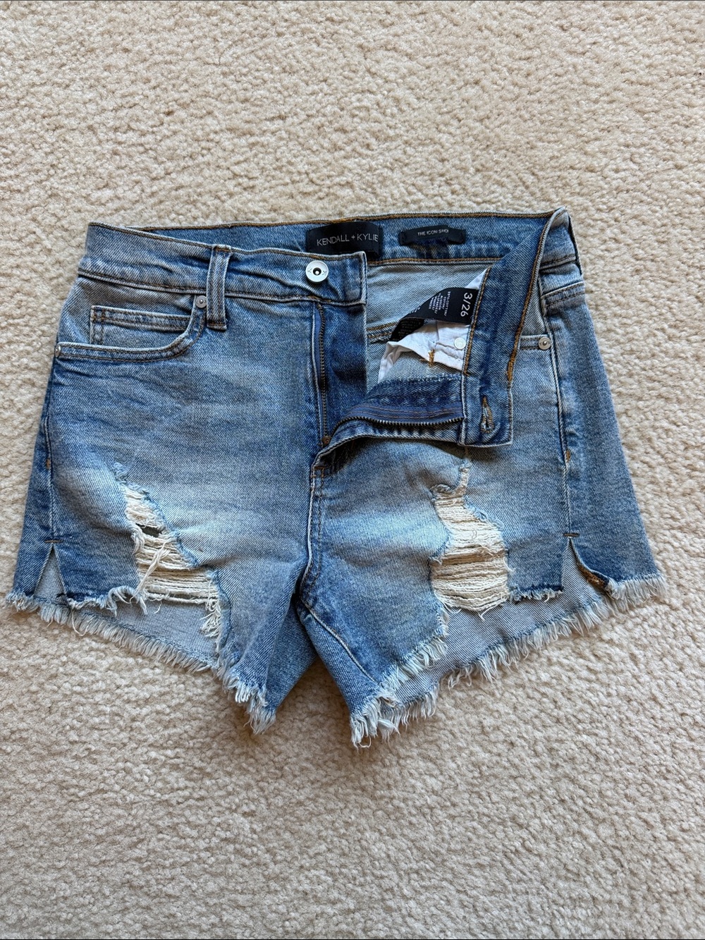 Kendall & Kylie Light Wash Ripped Denim Shorts